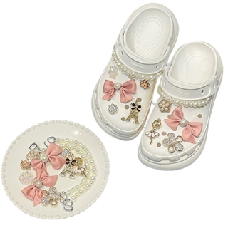 Crocs charms med sløjfer, perler og blomster - 11 stk